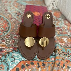 Tory Burch Patos Disk Sandal -Milled Calf Leather. Size 8.5.